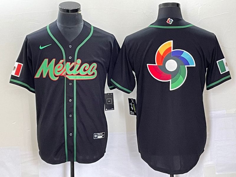 Men 2023 World Cub Mexico Blank Black Nike MLB Jersey12